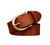 AGUTALITHIC Cinturones Vintage De Nobuk para Mujeres Hombres Cinturón Clásico Informal para Diario Cuero Auténtico Lavado Hebilla De Latón Macizo(130cm/51, Brown)