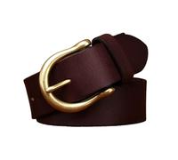 AGUTALITHIC Cinturones Vintage De Nobuk para Mujeres Hombres Cinturón Clásico Informal para Diario Cuero Auténtico Lavado Hebilla De Latón Macizo(110cm/43, Coffee)