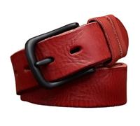 AGUTALITHIC Hombres Cinturón De Cuero De Grano Completo 3,3cm De Ancho Grande para Trabajo Casual del Vestido De Pantalones Vaqueros,Correa Roja Ajustable Recorte A La Medida(105cm/41, Reddish Brown)