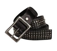 AGUTALITHIC Hombres Mujeres Cinturón Tachonado con Punk Rock Circular Spike Remaches Correa para Biker Rocker Hip Hop Jeans Pantalones Vestido(125cm/49, Black)