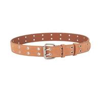 AGUTALITHIC Mujer Cinturón con Ojales De 2 Agujeros Resistente Cinturones con Costuras Cuero Ante Hebilla Plateada De Doble Punta(110cm/43, Yellow)