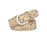 AGUTALITHIC Mujer Cinturón con Tachuelas Punk Rock Gótico Cinturones De Cuero con Brillo Irregular Remache Redondo para Jeans, Pantalones Y Vestidos(110cm/43, Khaki)