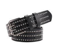 AGUTALITHIC Mujer Cinturón De Cuero con Remaches Redondos Y Estrellas Punk Rock Correa con Tachuelas Cinturones con Hebilla De Púas para Vaqueros Y Vestidos(110cm/43, B)