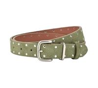 AGUTALITHIC Mujer Cinturón De Piel Nobuk Remaches Redondos Cinturones Con Tachuelas Hebilla De Púas 2,8cm De Ancho Correa Para Vaqueros, Pantalones Y Vestidos(105cm/41, Army Green)