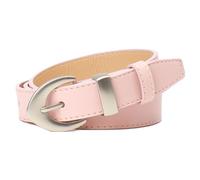 AGUTALITHIC Mujer Cinturón Fino De Cuero Sintético con Costuras 2,4cm De Ancho Cinturones Hebilla Plateada para Vaqueros, Pantalones Y Vestidos(100cm/39, Pink)