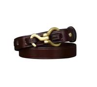 AGUTALITHIC Mujer Cinturón Piel Plena Flor Fina Correa De Cintura Delgada 2Cm De Ancho para Jeans Vestido con Aleación De Oro Hebilla De Gancho(95cm/37, Coffee)