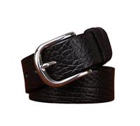 AGUTALITHIC Mujeres Hombres Cinturón De Piel De Vaca Repujada para Vaqueros Y Vestidos Estampado De Cocodrilo Grabado Cinturones con Hebilla De Acero Inoxidable(125cm/49, Black)