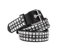 AGUTALITHIC Negro Cinturón Y2k Con Tachuelas Gótico Punk Rock Cinturones De Piel Sintética Para Mujer Con Ojales Estrella Piramidal De Metal Brillante(110cm/43, B)