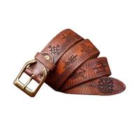AGUTALITHIC Occidental Flor -Embossed Vintage Tallado Cinturón De Cuero Vaquera Cowgirl Correa con Hebilla De Latón Macizo Cinturones para Pantalones Vaqueros(105cm/41, Brown)
