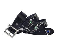 AGUTALITHIC Rhinestone Belt Round Studded Rivet in Flower Arrangement Punk Rock Casual Leather Strap with Prong Square Buckle(105cm/41, A)