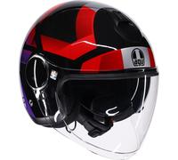 AGV Eteres Camogli Casco jet, negro/rojo/morado, Talla XXL (63/64)