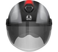 AGV Eteres Levanto Casco Jet, negro/plata/rojo, Talla XXL (63/64)