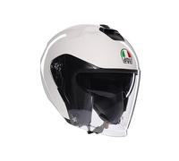 AGV - IRIDES E2206, Casco Moto Jet Unisex, Casco de Moto Cara Abierta con Visera Antiarañazos y Protectora UV, Materia White, M
