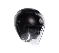 AGV - IRIDES E2206, Casco Moto Jet Unisex, Casco de Moto Cara Abierta con Visera Antiarañazos y Protectora UV, Matt Black, L