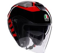 AGV Irides Valenza Casco Jet, negro-gris-rojo, tamaño L para Hombres