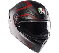 AGV - K1 S AGV E2206, Casco Moto Integral ECE, con Aleron Aerodinámico, Ventilaciones y Visera Resistente a Arañazos, Campo de Visión de 190°, Sling Matt Black/Red, Unisex, XL