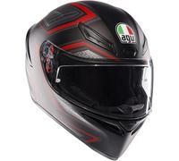AGV - K1 S AGV E2206, Casco Moto Integral ECE, con Aleron Aerodinámico, Ventilaciones y Visera Resistente a Arañazos, Campo de Visión de 190°, Sling Matt Black/Red, Unisex, S