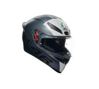 AGV - K1 S E2206, Casco Moto Integral ECE, con Aleron Aerodinámico, Ventilaciones y Visera Resistente a Arañazos, Campo de Visión de 190°, Gris, XL