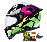 AGV K1-S Punkpulse Negro / Púrpura / Lima - Visera Oscura Libre Motocicleta Moto