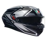 AGV K3 - Casco Integral de Moto ECE 22.06, Compuesto, Negro Mate y Gris