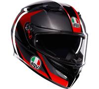 AGV K3 Striga Casco, negro-gris-rojo, tamaño M para Hombres