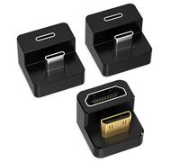 AGVEE Adaptador USB-C a USB-C en ángulo de 180 grados y convertidor mini HDMI a HDMI en forma de U de lado largo, HDMI 2.0 4K a 60 Hz, extensión de extensor de acoplador para monitor de pantalla