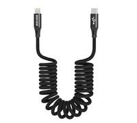 AGVEE Paquete de 2 cables de carga cortos USB-C a Lightning en espiral de 1.5 pies [certificado MFI] Cable de carga rápida PD de 30 W en coche para iPhone 14/13/12/11/XS/8/7/6/5 CarPlay, iPad, iPod