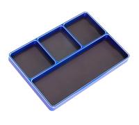 Agwuoetr 1/10 1/8 RC Modelo Coche Metal CNC Cuatro Rejillas Tornillo Simple Caja de Almacenamiento de Disco Tuerca de Metal Bandeja de Tornillo, Azul