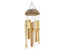 Agwuoetr 1 CarillóN de Viento de Bambú, Color, Cinco Tubos, CáScara de Natural, Madera, DecoracióN de Puerta Colgante para JardíN y Hogar