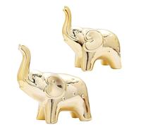 Agwuoetr 1 Par de Estatuas de Elefante Dorado para DecoracióN del Hogar, Figuritas de Estilo Moderno, Escultura para Escritorio de Sala de Estar, Adornos de CeráMica