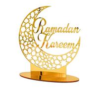 Agwuoetr 1 Pieza de DecoracióN de Mesa AcríLica Eid Mubarak, Luz de Noche de Luna de RamadáN, DecoracióN de RamadáN Mubarak, Estrella de Luna RamadáN