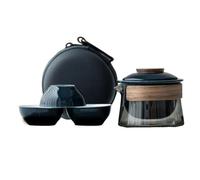 Agwuoetr 1 TazóN, 3 Tazas, Juego de Tazas de Té, Juego de Té para el Hogar, Juego de Té de Viaje, Bolsa PortáTil para Exteriores, Suministros de Juego de Té, C