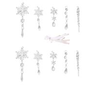 Agwuoetr 10 Uds. de CaráMbanos Falsos AcríLicos, Colgantes de Copos de Nieve NavideñOs, CaráMbanos de áRbol de Navidad, Adornos Colgantes, Juego de DecoracióN NavideñA