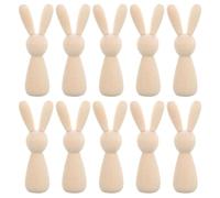Agwuoetr 10 Uds. Figura de MuñEco de Conejo de Madera Sin Terminar, MuñEcos Clavija Sin Pintar, Bricolaje, Marioneta de Conejito de Madera en, Arte Artesanal, DecoracióN de Pascua