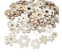 Agwuoetr 100 Piezas de Adornos de Flores de Madera con Agujero, Accesorios Artesanales de Madera Hechos A Mano para áLbum de Recortes, DecoracióN del Hogar DIY