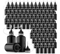 Agwuoetr 100 Uds 30 Ml/1 Oz Botella de Pegamento de Punta de Aguja Negra Agujas Aplicador de Punta de PrecisióN Botella para Tinta de Alcohol DIY AcríLico