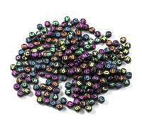 Agwuoetr 1000 Cuentas de Alfabeto AcríLicas Redondas Mixtas Negras de 4X7 Mm, Cuentas de Letras Coloridas para Hacer Joyas, Pulseras y Collares DIY