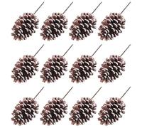 Agwuoetr 12 PúAs de Cono de Pino Natural, Pulverizadores de PiñA de Navidad, PúAs de PiñA Medianas con Tallos Cableados de 8,3 Pulgadas de Alto para Navidad, B