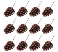 Agwuoetr 12 PúAs de PiñA Natural, Pulverizadores de PiñA de Navidad, PúAs de PiñA Medianas con Tallos Cableados de 8,3 Pulgadas de Alto para Navidad, A