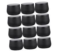 Agwuoetr 12 Uds Caja de Almacenamiento PequeñA con Tapa Latas para Hacer Velas Latas Selladas Regalo de Boda Hojalata Almacenamiento de Joyas Negro