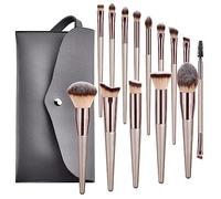 Agwuoetr 14 Piezas de Pelo Suave de Alta Calidad con de Madera, Polvos Sueltos, Base de Rubor, Brocha para Contorno de Ojos, Juego Completo de Herramientas de Maquillaje