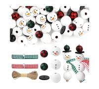 Agwuoetr 150 Cuentas de Madera de 16 mm y 20 mm con Estampado NavideñO, Cuentas de Madera para DecoracióN, Suministros para Manualidades DIY