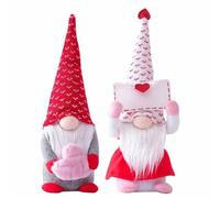 Agwuoetr 2 Gnomos Decorativos del DíA de San ValentíN, Adornos de Felpa Hechos A Mano de Gnomos de San ValentíN, Mini MuñEca Sin Rostro del DíA de San ValentíN