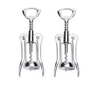 Agwuoetr 2 Piezas Abridor de Vino Tinto PortáTil de Acero Inoxidable Tipo ala Sommeliers de Metal Sacacorchos de Vino Abrebotellas Sacacorchos