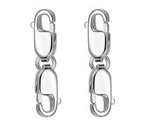 Agwuoetr 2 Piezas Broche de Langosta Doble 10 Mm, Broche de Plata Esterlina Cierres de Garra Doble Conector de ExtensióN de Collar de Pulsera