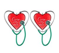 Agwuoetr 2 Piezas de DecoracióN de Estetoscopio de CorazóN NavideñO, Colgante de Trabajo de CorazóN CariñOso de Estetoscopio 2024, Colgante de Deseos de Salud del CorazóN