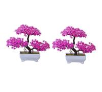 Agwuoetr 2 Uds. BonsáI de Planta Artificial, Maceta de PláStico para áRbol PequeñO, Planta Falsa, Adornos en Maceta para Mesa de la HabitacióN del Hogar, Color