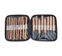 Agwuoetr 20 Piezas de Ganchillo de Bambú, Herramienta de Ganchillo Manual para Bricolaje, Manejar de Bambú Carbonizado, Juego de Agujas para SuéTer de Ganchillo
