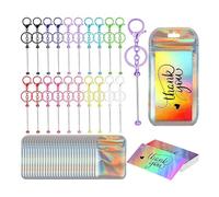 Agwuoetr 20 Piezas de Llaveros con Cuentas a Granel 20 Bolsas de Holograma 20 Tarjetas de Agradecimiento DIY Colgante FabricacióN de Joyas