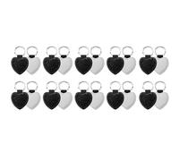 Agwuoetr 20 Piezas Llaveros en de SublimacióN de PU Brillante de Transferencia de SublimacióN en en Forma de CorazóN Negro